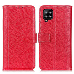 Custodia Portafoglio In Pelle Cover con Supporto M14L per Samsung Galaxy A22 4G Rosso