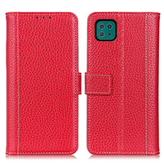 Custodia Portafoglio In Pelle Cover con Supporto M14L per Samsung Galaxy F42 5G Rosso