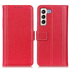 Custodia Portafoglio In Pelle Cover con Supporto M14L per Samsung Galaxy S21 Plus 5G Rosso