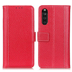 Custodia Portafoglio In Pelle Cover con Supporto M14L per Sony Xperia 10 III Lite Rosso