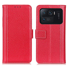 Custodia Portafoglio In Pelle Cover con Supporto M14L per Xiaomi Mi 11 Ultra 5G Rosso