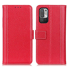 Custodia Portafoglio In Pelle Cover con Supporto M14L per Xiaomi Redmi Note 10 5G Rosso