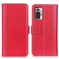 Custodia Portafoglio In Pelle Cover con Supporto M14L per Xiaomi Redmi Note 10 Pro 4G Rosso
