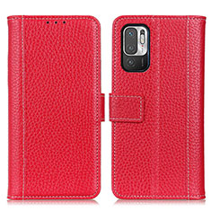 Custodia Portafoglio In Pelle Cover con Supporto M14L per Xiaomi Redmi Note 10T 5G Rosso