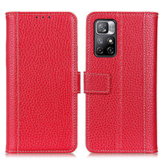 Custodia Portafoglio In Pelle Cover con Supporto M14L per Xiaomi Redmi Note 11 5G Rosso