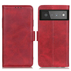 Custodia Portafoglio In Pelle Cover con Supporto M15L per Google Pixel 6 5G Rosso