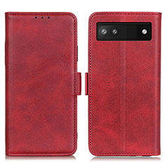 Custodia Portafoglio In Pelle Cover con Supporto M15L per Google Pixel 6a 5G Rosso