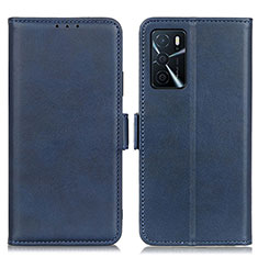 Custodia Portafoglio In Pelle Cover con Supporto M15L per Oppo A16 Blu