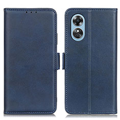 Custodia Portafoglio In Pelle Cover con Supporto M15L per Oppo A17 Blu