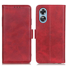 Custodia Portafoglio In Pelle Cover con Supporto M15L per Oppo A17 Rosso