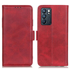 Custodia Portafoglio In Pelle Cover con Supporto M15L per Oppo Reno6 5G Rosso