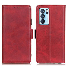 Custodia Portafoglio In Pelle Cover con Supporto M15L per Oppo Reno6 Pro 5G India Rosso