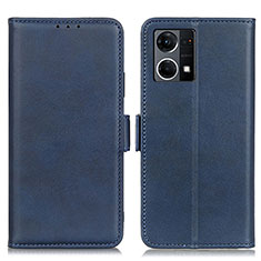 Custodia Portafoglio In Pelle Cover con Supporto M15L per Oppo Reno7 4G Blu