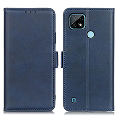 Custodia Portafoglio In Pelle Cover con Supporto M15L per Realme C21 Blu