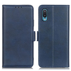 Custodia Portafoglio In Pelle Cover con Supporto M15L per Samsung Galaxy A02 Blu