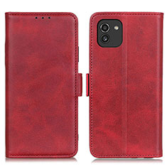 Custodia Portafoglio In Pelle Cover con Supporto M15L per Samsung Galaxy A03 Rosso