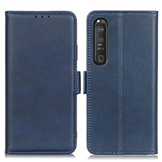 Custodia Portafoglio In Pelle Cover con Supporto M15L per Sony Xperia 1 III Blu