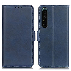 Custodia Portafoglio In Pelle Cover con Supporto M15L per Sony Xperia 1 IV Blu