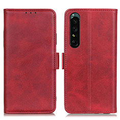 Custodia Portafoglio In Pelle Cover con Supporto M15L per Sony Xperia 1 IV Rosso