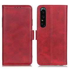 Custodia Portafoglio In Pelle Cover con Supporto M15L per Sony Xperia 1 IV SO-51C Rosso