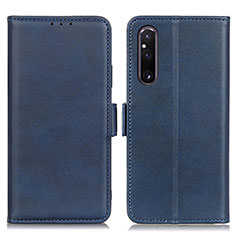 Custodia Portafoglio In Pelle Cover con Supporto M15L per Sony Xperia 1 V Blu