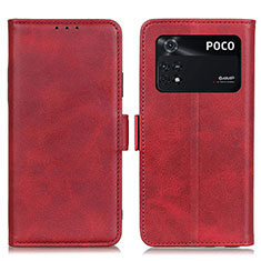 Custodia Portafoglio In Pelle Cover con Supporto M15L per Xiaomi Poco M4 Pro 4G Rosso