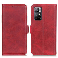 Custodia Portafoglio In Pelle Cover con Supporto M15L per Xiaomi Poco M4 Pro 5G Rosso