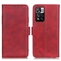 Custodia Portafoglio In Pelle Cover con Supporto M15L per Xiaomi Poco X4 NFC Rosso