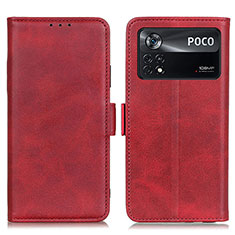 Custodia Portafoglio In Pelle Cover con Supporto M15L per Xiaomi Poco X4 Pro 5G Rosso