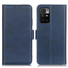 Custodia Portafoglio In Pelle Cover con Supporto M15L per Xiaomi Redmi 10 (2022) Blu