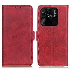 Custodia Portafoglio In Pelle Cover con Supporto M15L per Xiaomi Redmi 10 India Rosso