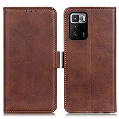 Custodia Portafoglio In Pelle Cover con Supporto M15L per Xiaomi Redmi Note 10 Pro 5G Marrone