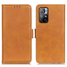 Custodia Portafoglio In Pelle Cover con Supporto M15L per Xiaomi Redmi Note 11T 5G Marrone Chiaro