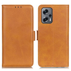 Custodia Portafoglio In Pelle Cover con Supporto M15L per Xiaomi Redmi Note 11T Pro 5G Marrone Chiaro