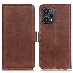 Custodia Portafoglio In Pelle Cover con Supporto M15L per Xiaomi Redmi Note 12 Turbo 5G Marrone