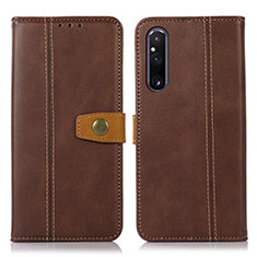 Custodia Portafoglio In Pelle Cover con Supporto M16L per Sony Xperia 1 V Marrone