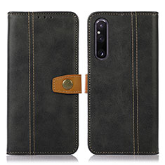 Custodia Portafoglio In Pelle Cover con Supporto M16L per Sony Xperia 1 V Nero