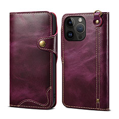 Custodia Portafoglio In Pelle Cover con Supporto MT1 per Apple iPhone 14 Pro Viola