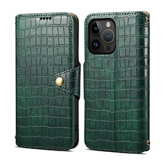 Custodia Portafoglio In Pelle Cover con Supporto MT6 per Apple iPhone 14 Pro Verde