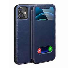 Custodia Portafoglio In Pelle Cover con Supporto N01 per Apple iPhone 12 Blu