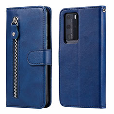 Custodia Portafoglio In Pelle Cover con Supporto N01 per Huawei P40 Pro Blu