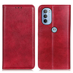 Custodia Portafoglio In Pelle Cover con Supporto N01P per Motorola Moto G31 Rosso