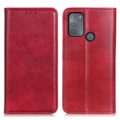 Custodia Portafoglio In Pelle Cover con Supporto N01P per Motorola Moto G50 Rosso