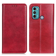 Custodia Portafoglio In Pelle Cover con Supporto N01P per Motorola Moto G60 Rosso
