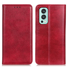 Custodia Portafoglio In Pelle Cover con Supporto N01P per OnePlus Nord 2 5G Rosso