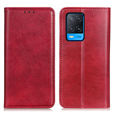 Custodia Portafoglio In Pelle Cover con Supporto N01P per Oppo A54 4G Rosso