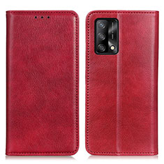 Custodia Portafoglio In Pelle Cover con Supporto N01P per Oppo F19s Rosso