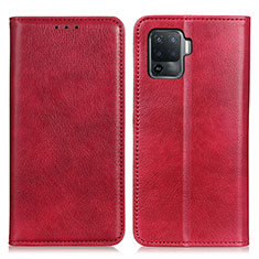 Custodia Portafoglio In Pelle Cover con Supporto N01P per Oppo Reno5 Lite Rosso