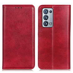 Custodia Portafoglio In Pelle Cover con Supporto N01P per Oppo Reno6 Pro 5G Rosso