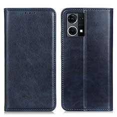 Custodia Portafoglio In Pelle Cover con Supporto N01P per Oppo Reno7 4G Blu